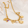 New Stainless Steel 18K Gold Sun Shell Pendant Necklace - electronic accessories