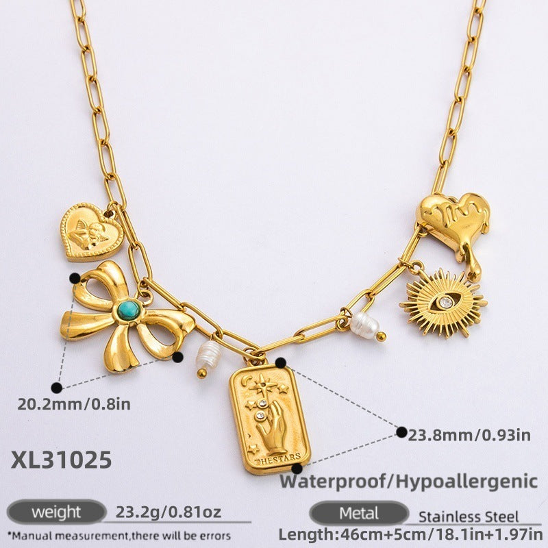 New Stainless Steel 18K Gold Sun Shell Pendant Necklace - XL31025 / Real - electronic accessories
