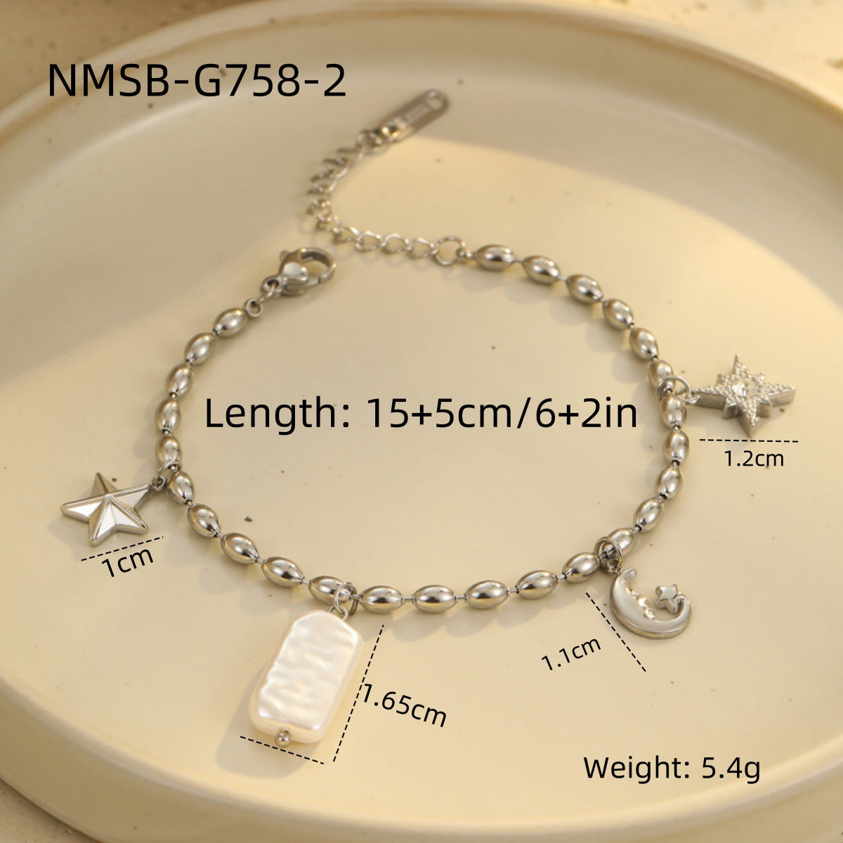 Niche Design Beaded Ocean Style Bracelet Stainless Steel - NMSBG7582 / 18K - electronic accessories