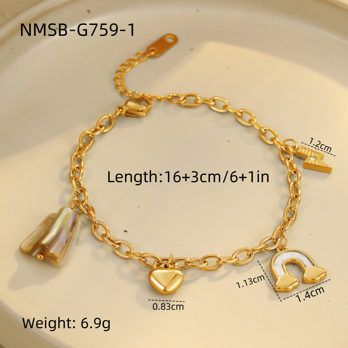 Niche Design Beaded Ocean Style Bracelet Stainless Steel - NMSBG7591 / 18K - electronic accessories
