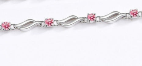 Niche Exquisite Good-looking Aquamarine Bracelet - White Gold Color Pink Diamond / 925 Silver - electronic accessories