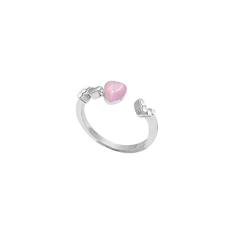 Niche High Sense Opal Love Heart-shaped Ring - electronic accessories