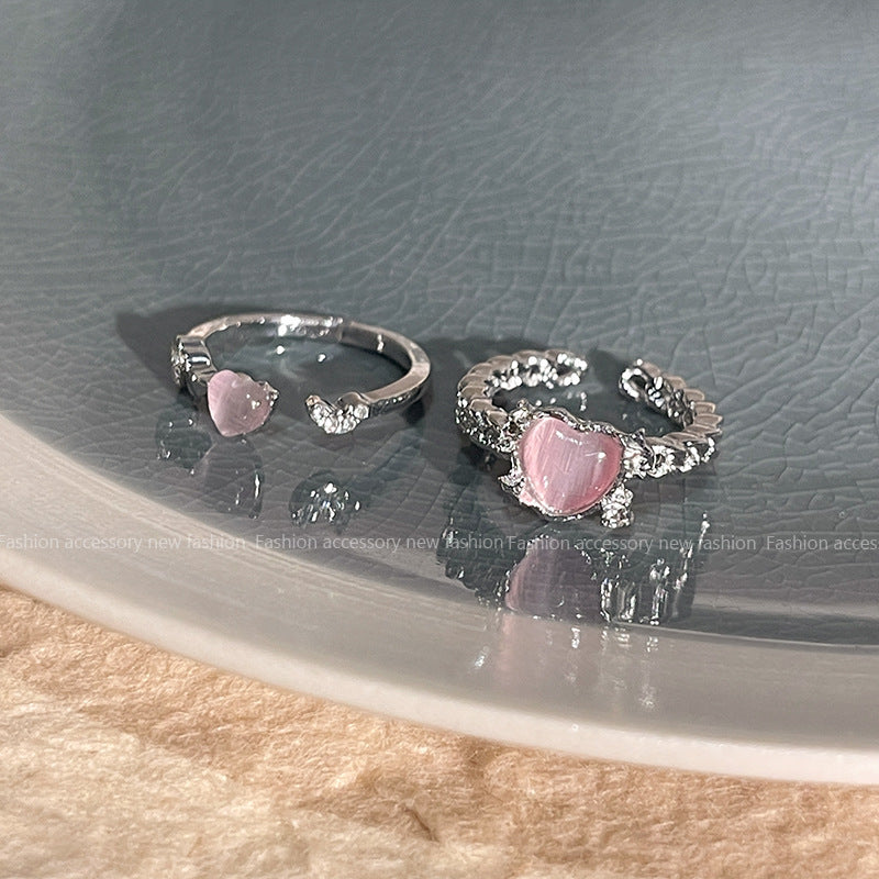 Niche High Sense Opal Love Heart-shaped Ring - electronic accessories