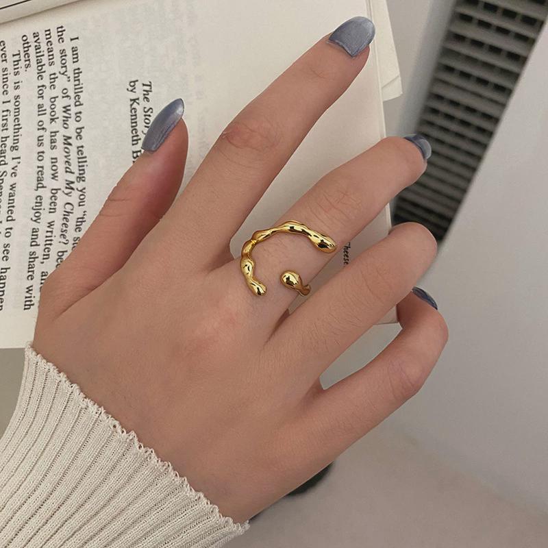 Niche Irregular Crescent Exquisite Titanium Steel Ring For Women - YXZ034 Gold - electronic accessories