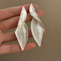 Niche Metal Folding Leaf Earrings - Silver - electronic accessories