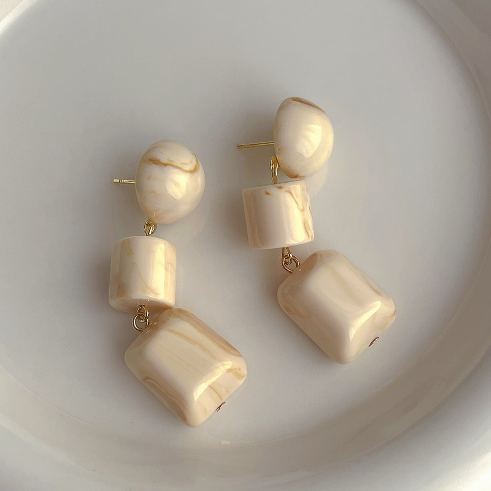 Niche Retro Design Resin Earrings - J91 Beige - electronic accessories