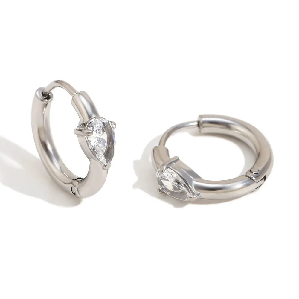 Niche Stainless Steel Ear Clip Women - Silver / Water droplet drill - electronic accessories