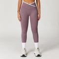 Nude Feel Skinny Yoga Pants Cross High Waist Contrast Color Women - Taro Purple / L - Other