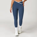 Nude Feel Skinny Yoga Pants Cross High Waist Contrast Color Women - Other