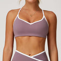 Nude Feel Yoga Bra Hollow-out Beauty Back Contrast Color Quick-drying - Taro Purple / L - Other