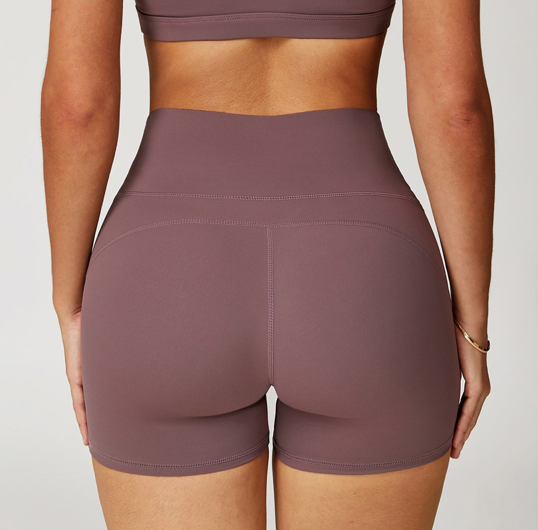 Nude Feel Yoga Shorts For Women High-waist Quick-drying Tight - Other