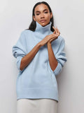 O-neck Knit Sweater Autumn and Winter Women’s - Blue / M