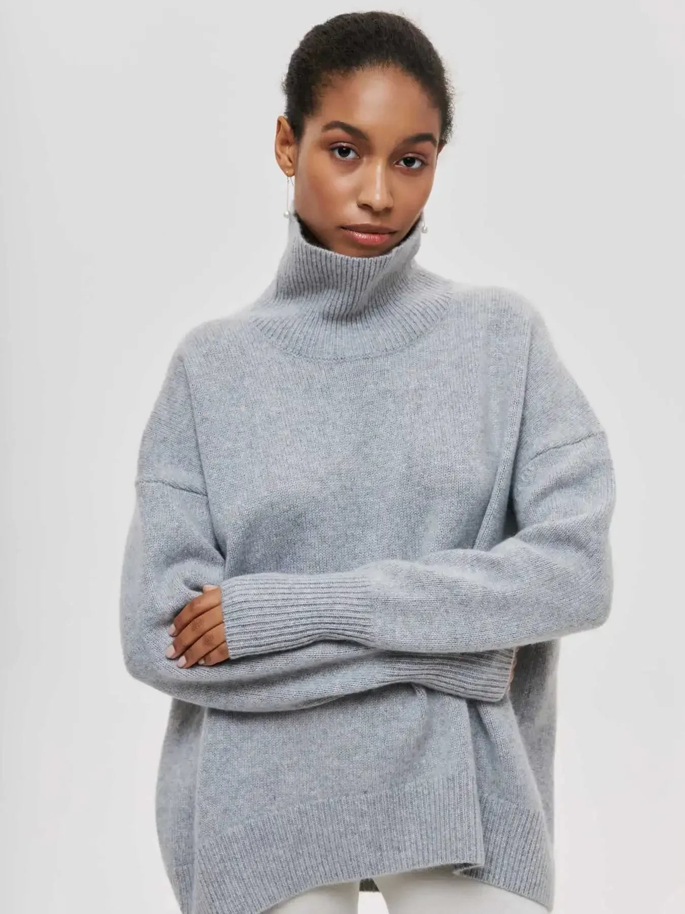 O-neck Knit Sweater Autumn and Winter Women’s - Grey / M