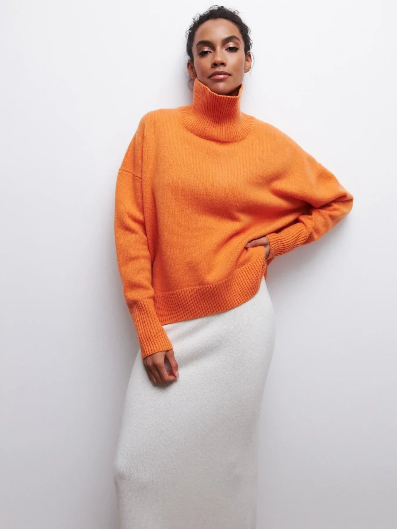 O-neck Knit Sweater Autumn and Winter Women’s - Orange / S