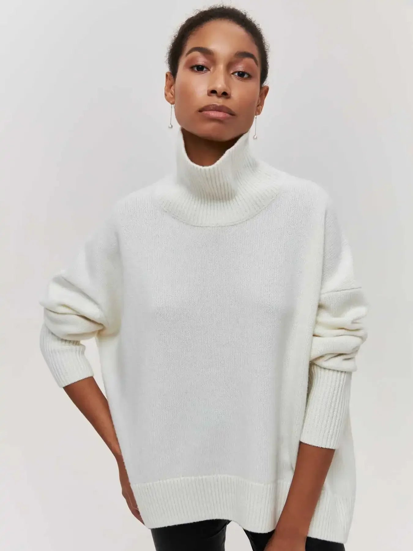 O-neck Knit Sweater Autumn and Winter Women’s - White / M