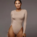 O Neck Long Sleeve Bodysuit Women - L / Khaki - Other