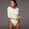O Neck Long Sleeve Bodysuit Women - L / WHITE - Other