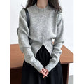 O-neck Slim Fit Sweater - GRAY / One Size