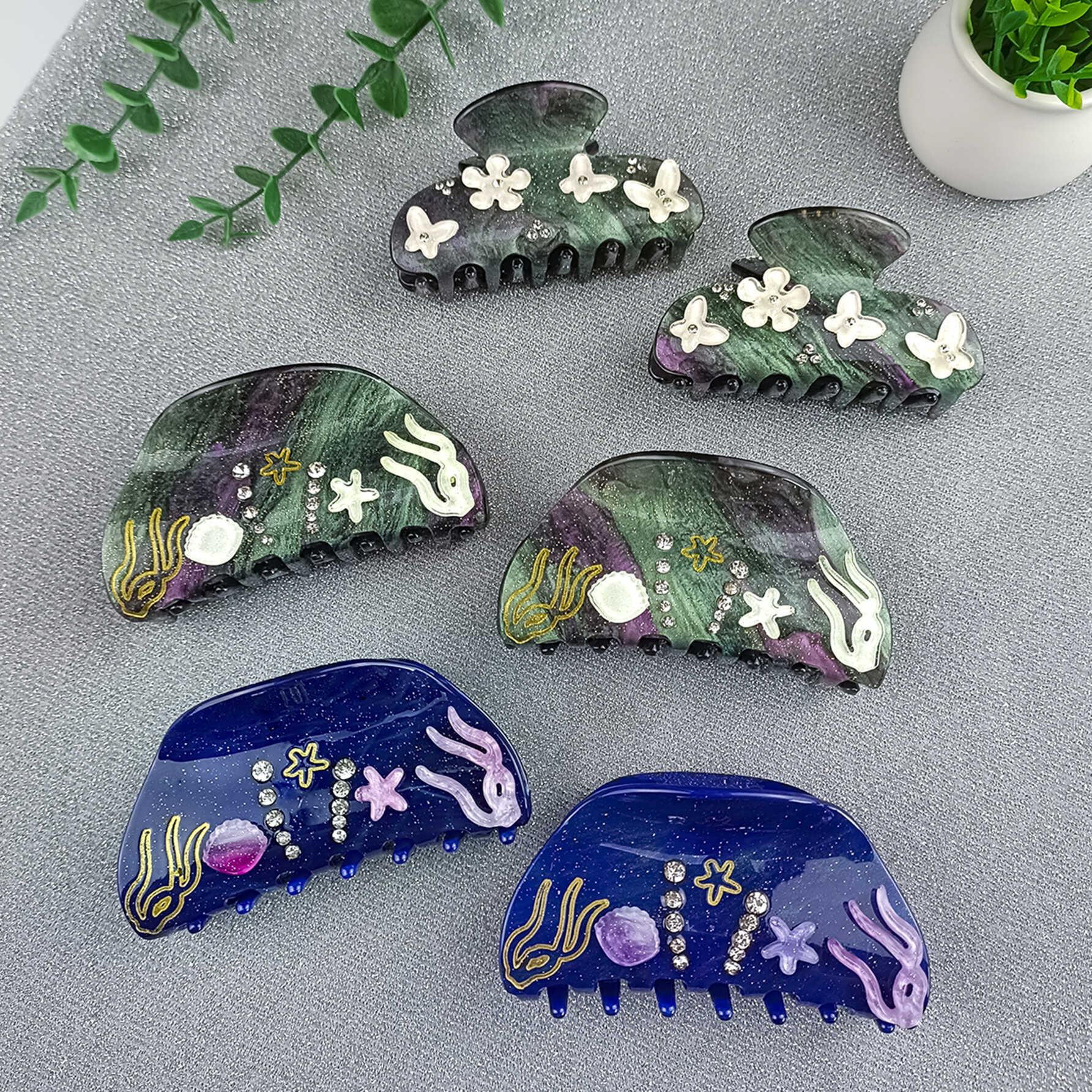 Ocean Series Large Grip Clip Blue Diamond Studded Decal - electronic accessories