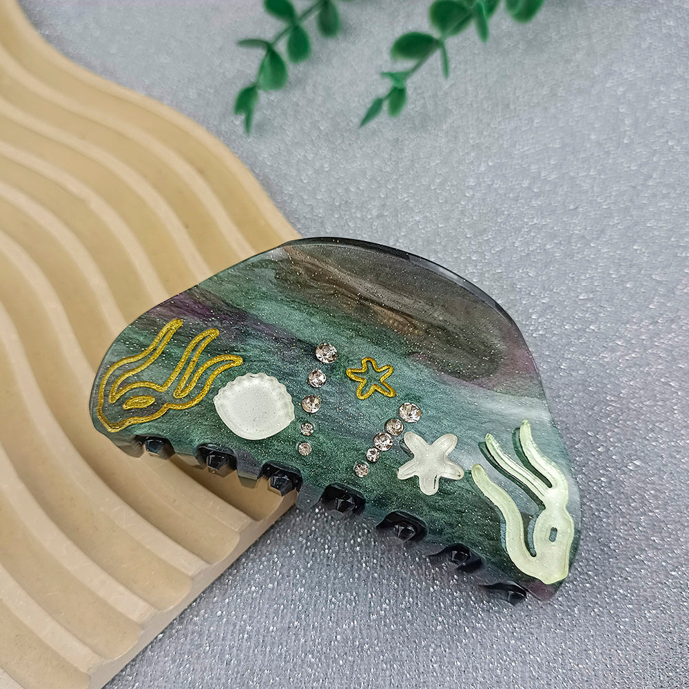 Ocean Series Large Grip Clip Blue Diamond Studded Decal - Green - electronic accessories