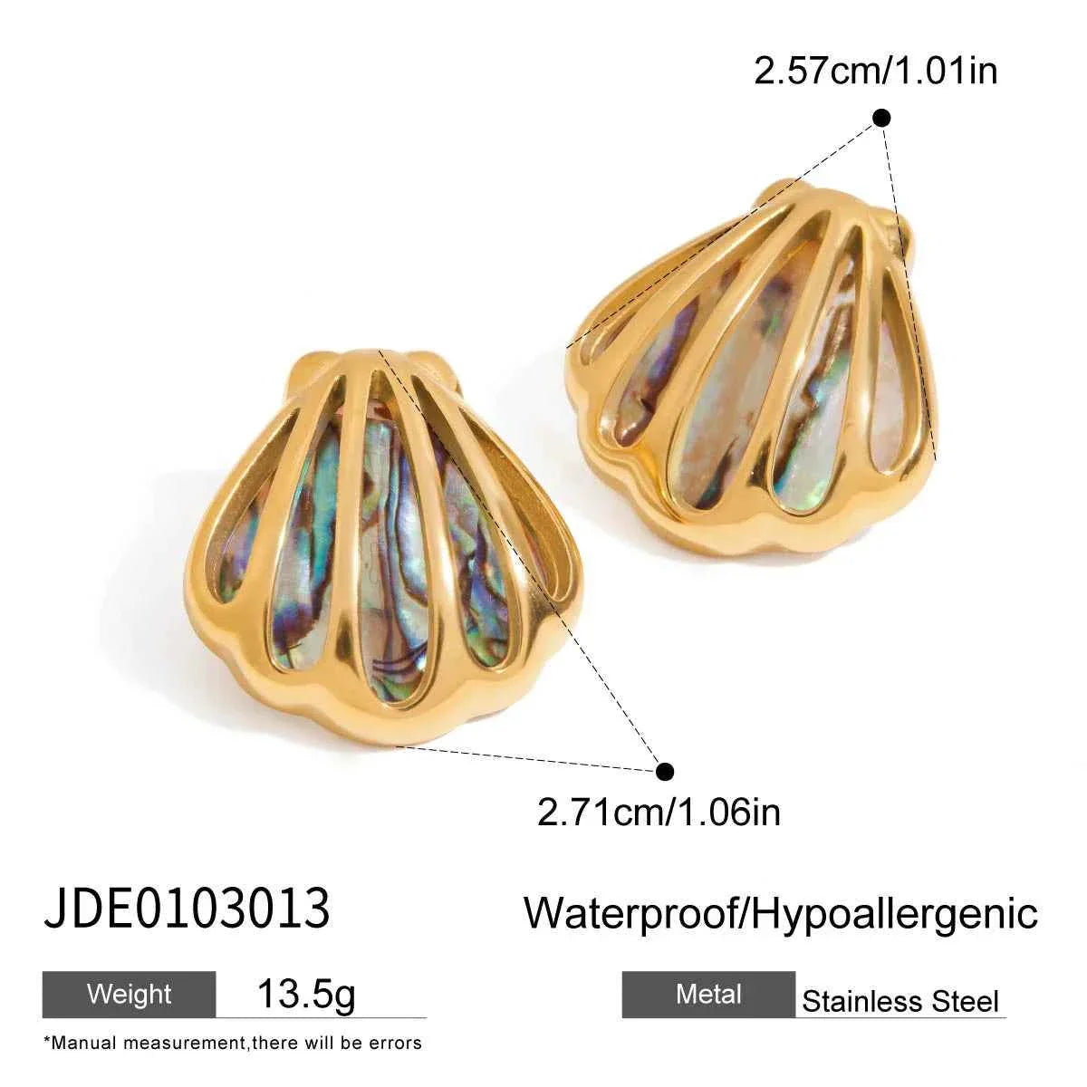 Ocean Shell Colored Abalone Shell Earrings Stainless Steel