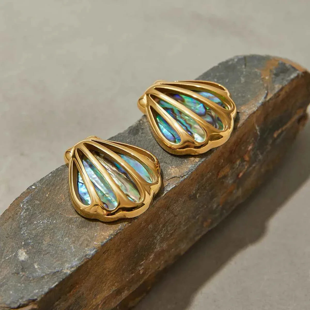 Ocean Shell Colored Abalone Shell Earrings Stainless Steel