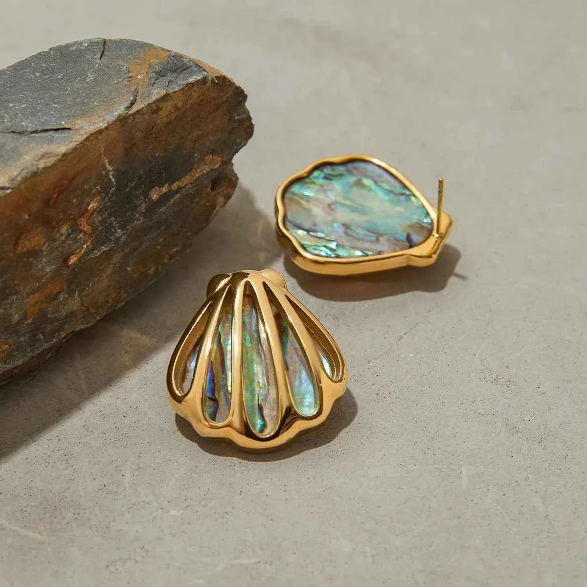 Ocean Shell Colored Abalone Shell Earrings Stainless Steel