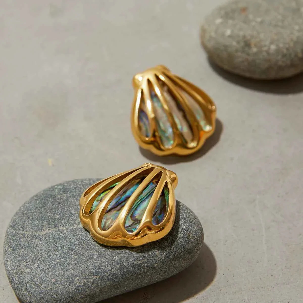 Ocean Shell Colored Abalone Shell Earrings Stainless Steel