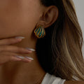 Ocean Shell Colored Abalone Earrings Stainless Steel - JDE0103013