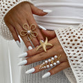 Ocean Style Hollow Flower Ring Feather Knuckle - electronic accessories