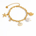 Ocean Style Shell Pendant 18K Gold Titanium Steel Bracelets - SL41351 - electronic accessories