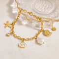 Ocean Style Shell Pendant 18K Gold Titanium Steel Bracelets - SL41351 - electronic accessories