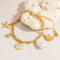 Ocean Style Shell Pendant 18K Gold Titanium Steel Bracelets - SL41351 - electronic accessories