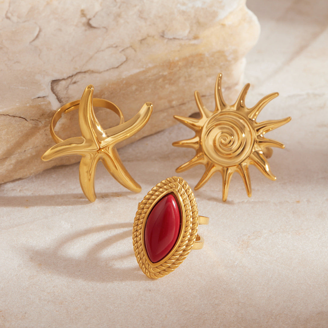 Oceanic Gold Starfish Ring - JDRW2411007 - electronic accessories