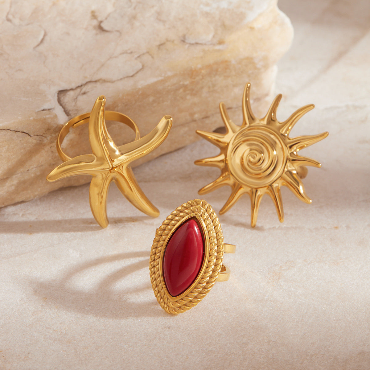 Oceanic Gold Starfish Ring - JDRW2411007 - electronic accessories