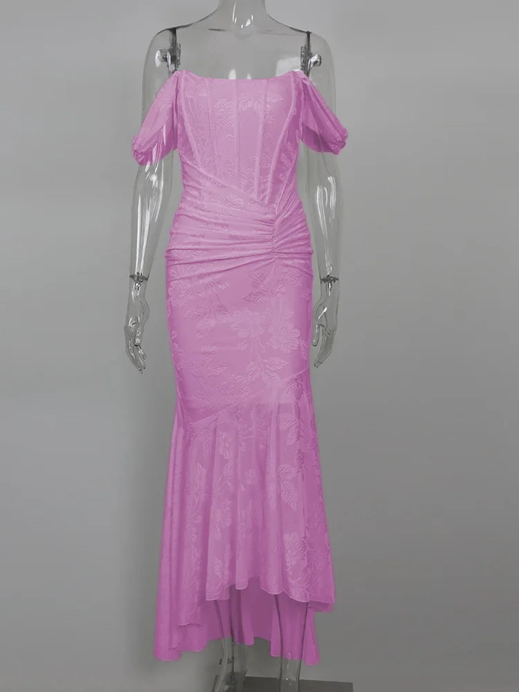 Off-shoulder Backless Evening Dress For Women - Purple / S