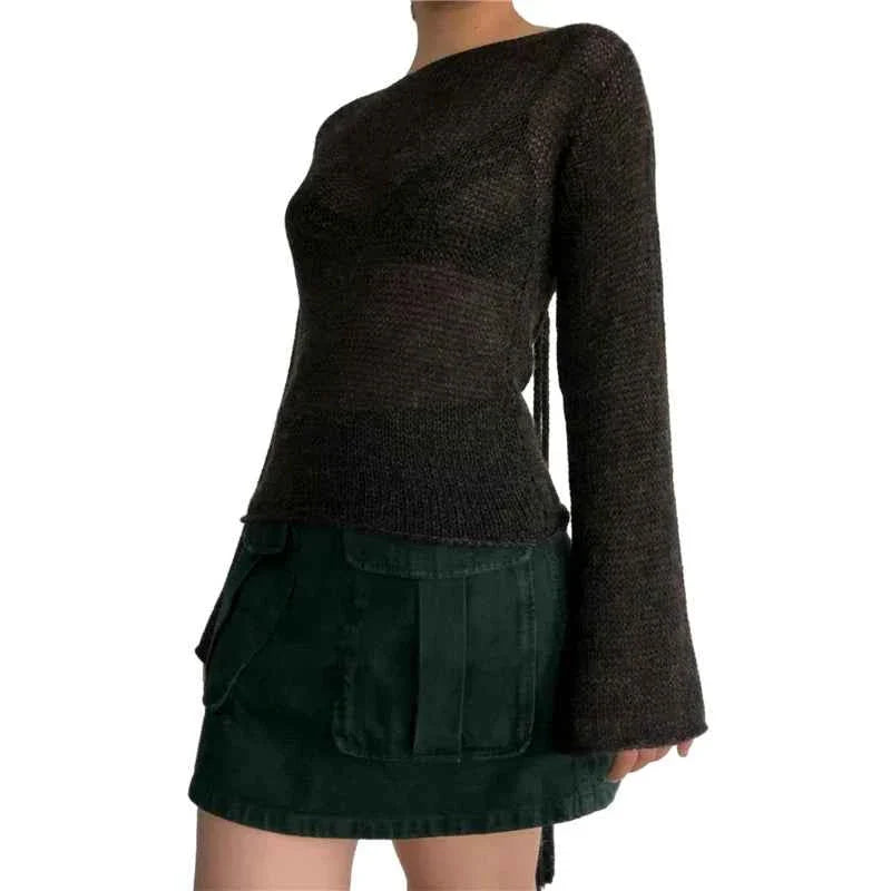 Off Shoulder Long Sleeve Pullover Knitted Top