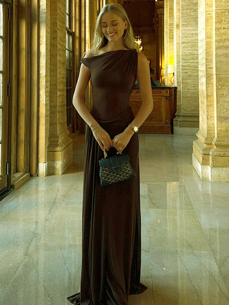 Off-shoulder Pleated Maxi Dress Women’s