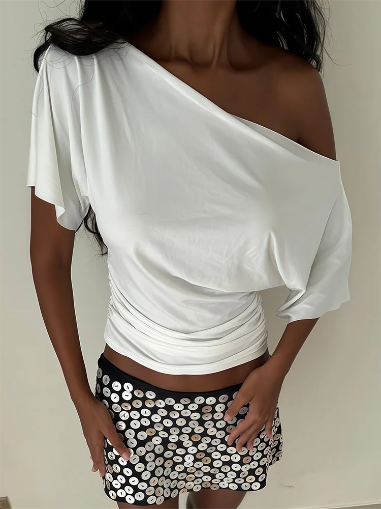 Off Shoulder Ruched Crop Top Women