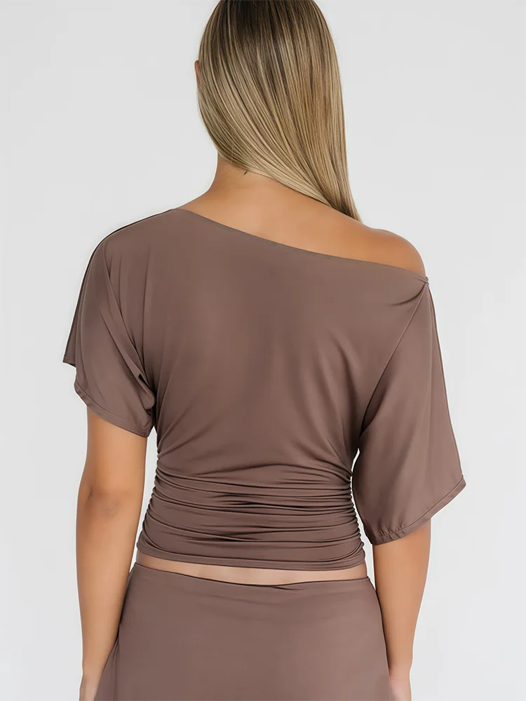 Off Shoulder Ruched Crop Top Women