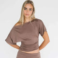 Off Shoulder Ruched Crop Top Women - Khaki / M