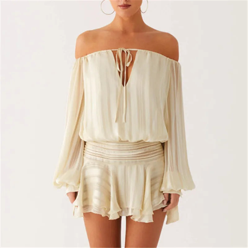 Off Shoulder Ruffle Mini Dress Women