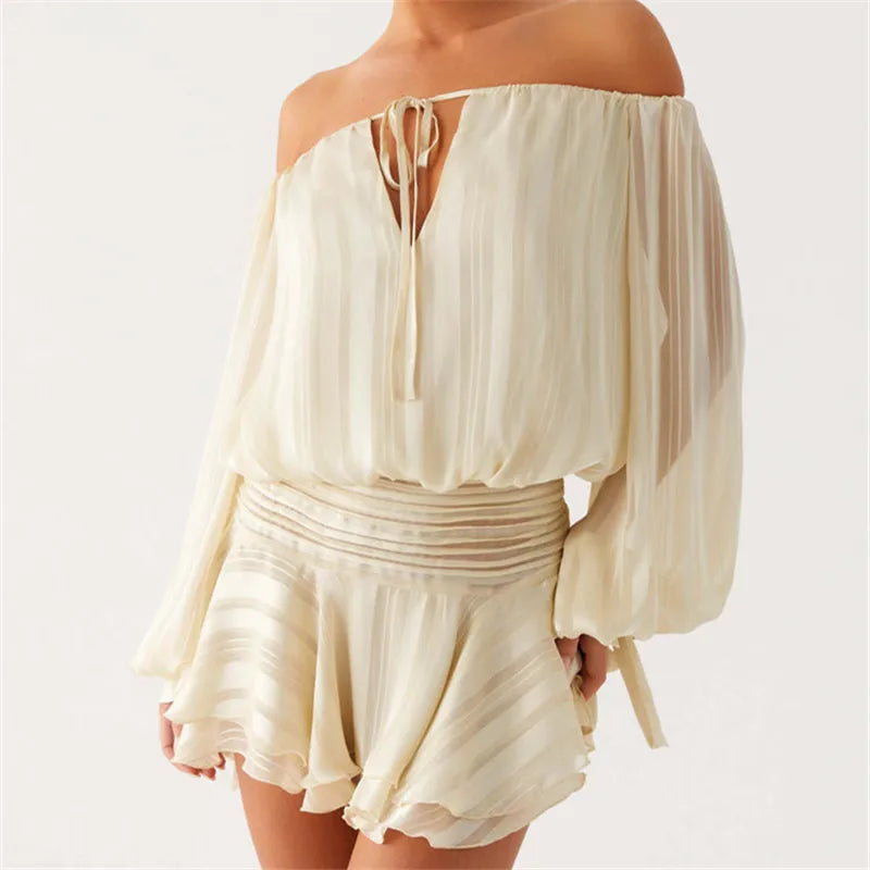Off Shoulder Ruffle Mini Dress Women - B / S
