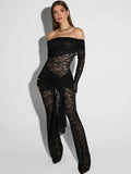 Off Shoulder See Through Lace Women Jumpsuit