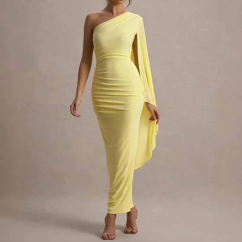 Off Shoulder Sleeves High Waist Women's Dress