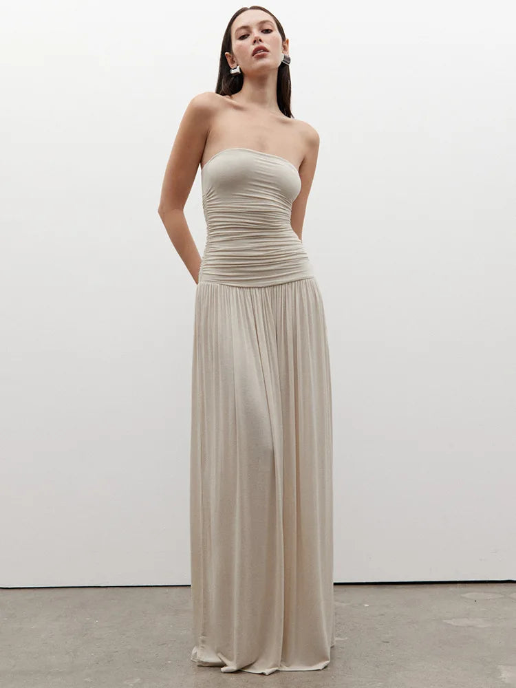 Off-shoulder Strapless Maxi Dress