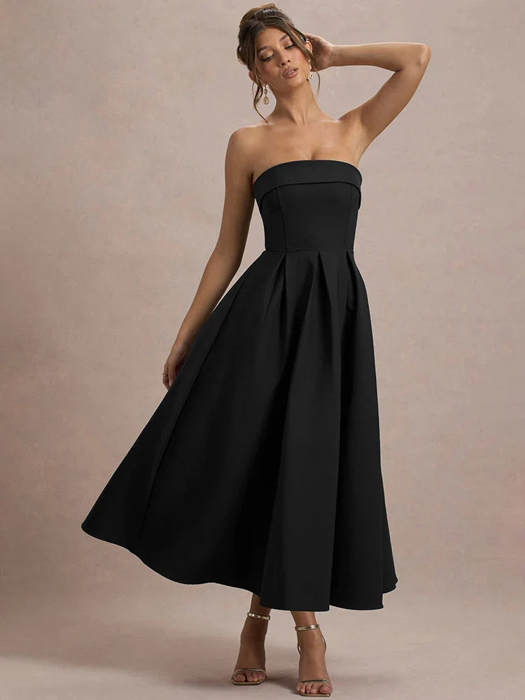Off-shoulder Strapless Midi Dress Women - Black / M