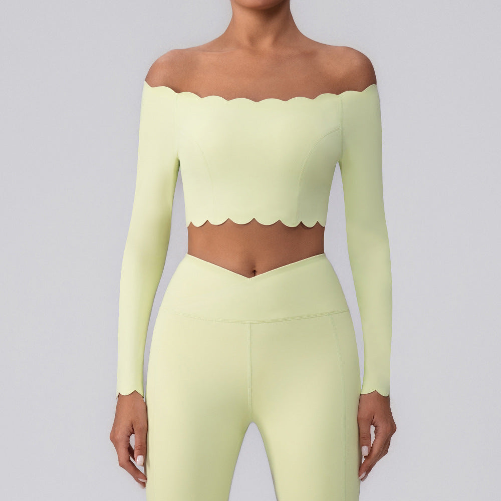 Off-shoulder Yoga Clothing Top Push Up With Breast Pads - Warm Yellow / L - Other