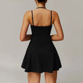 Off white strappy mini dress with fitted bodice and flared skirt