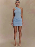 One Shoulder Backless Mini Dress Women